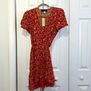 Francesca’s Rust Floral Wrap Dress